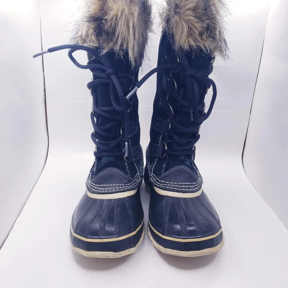 Sorel Joan Of Arctic Black Waterproof Lace Up Winter Snow Boots Women's Size 6